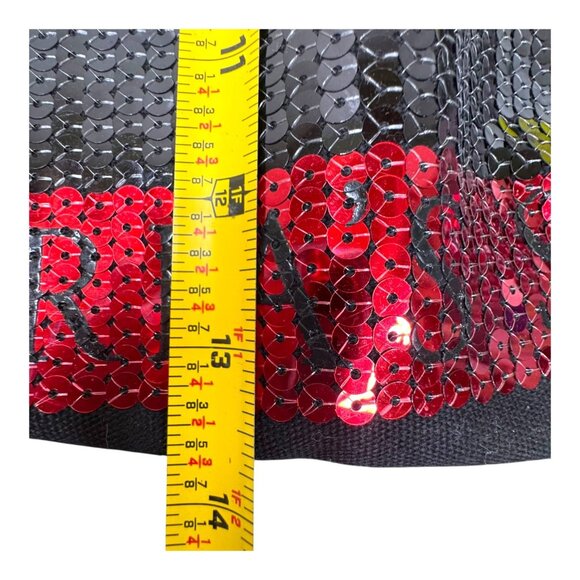 VICTORIA'S SECRET Large Travel Canvas/Sequin Striped Tote Bag Black W/ pouch New - Picture 9 of 14